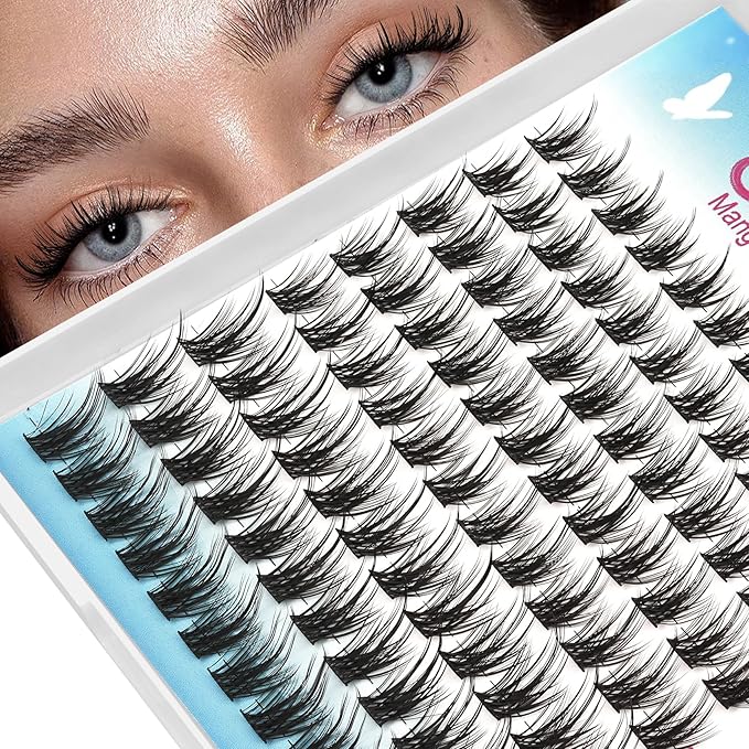 Manga Lash Clusters with Thin Band Spike Eyelash Clusters 10-14mm C Curl Soft Lashes Cluster Wispy Individual Lashes Cluster DIY Look Like Eyelash Extension (Mangaprick)