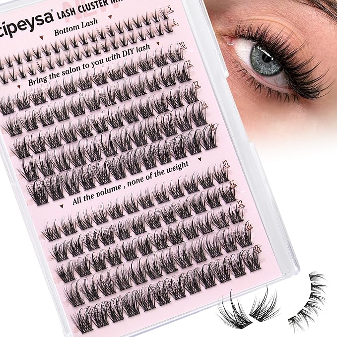 Focipeysa Natural Lash Clusters Eyelash Clusters Natural Wispy Lash Extensions Cat Eye Eyelashes Extension C-curl Individual Eyelashes Extensions 10-16mm Eyelashes Clusters DIY Lashes