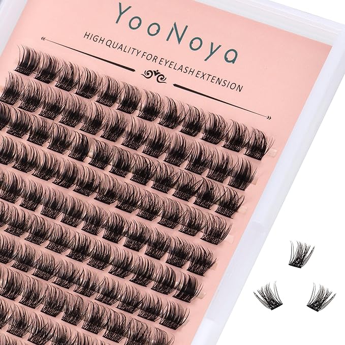 Lash Clusters 144 PCS 10 mm Volume Lashes Eyelash Clusters D Curl Cluster Eyelash Extensions Natural Wispy Cluster Lashes Reusable Individual Thick Lash Extension (QD-10mm)