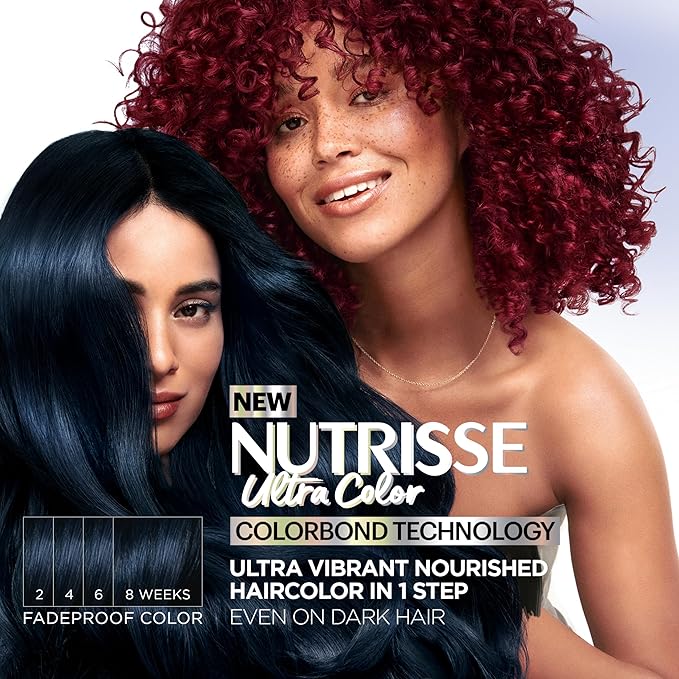Garnier Hair Color Nutrisse Ultra Color Nourishing Creme, V2 Dark Intense Violet (Spiced Plum) Purple Permanent Hair Dye, 2 Count (Packaging May Vary)