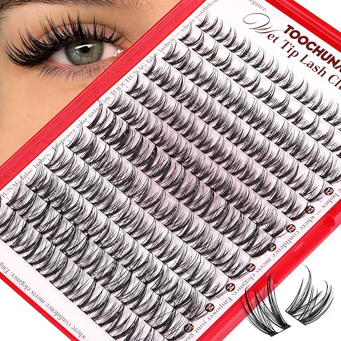 Manga Lash Clusters Wispy Cluster Eyelash Extensions Natural Lashes Clusters 144pcs 10-16mm DIY Eyelash Clusters Soft Individual Lashes Extension with Thin Band by TOOCHUNAG