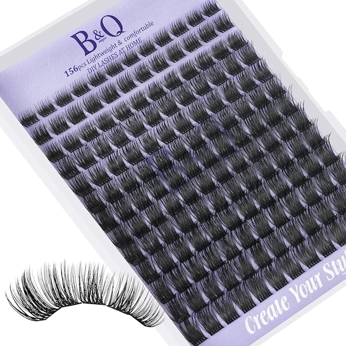 B&Q Wispy Lash Clusters Full B42,Eyelash Clusters 156PCS Comfortable band Cluster Eyelash Extensions,8-18mm Volume Individual Lashes Lightweight D Curl Lash Clusters Soft Eyelashes Natural Look(B42)