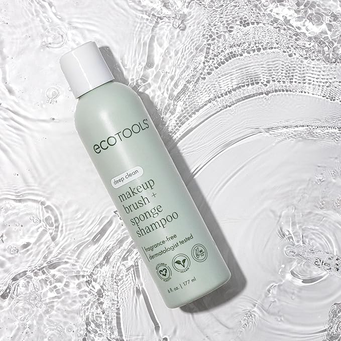 EcoTools Makeup Brush + Sponge Shampoo Cleanser, Deep Clean, Sulfate-Free, Fragrance-Free Brush Cleaner for Makeup Sponges & Tools, Vegan & Cruelty-Free, 8 fl. oz