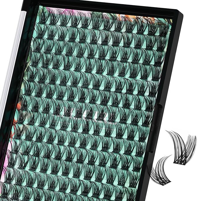Lash Clusters Wet Look 168Pcs Eyelash Cluster Ultra-Thin Lash Band Eyelashes Extensions Spiky Anime Wide Span Lashes(Hollyhock,D-16mm)