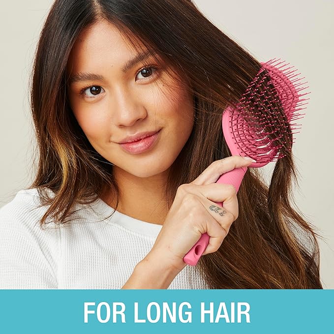 Conair Scalp Care Detangling hairbrush - Curly Hair Brush - Scalp Massager - hairbrushes for women & men - detangler for all lengths and types - can use wet or dry - Pink Pulse