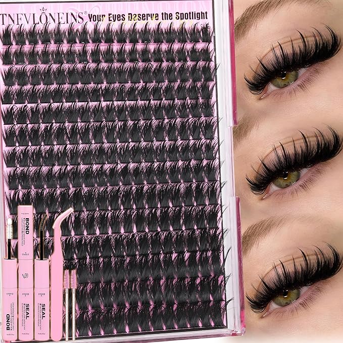 TNFVLONEINS Manga Lash Clusters Kit with Spikes Wispy Lash Extension Kit Fluffy Eyelash Clusters Anime Cluster Eyelash Extensions Spiky Individual Lashes soft Eyelash Extension Kit（12-20MM,224Pcs）