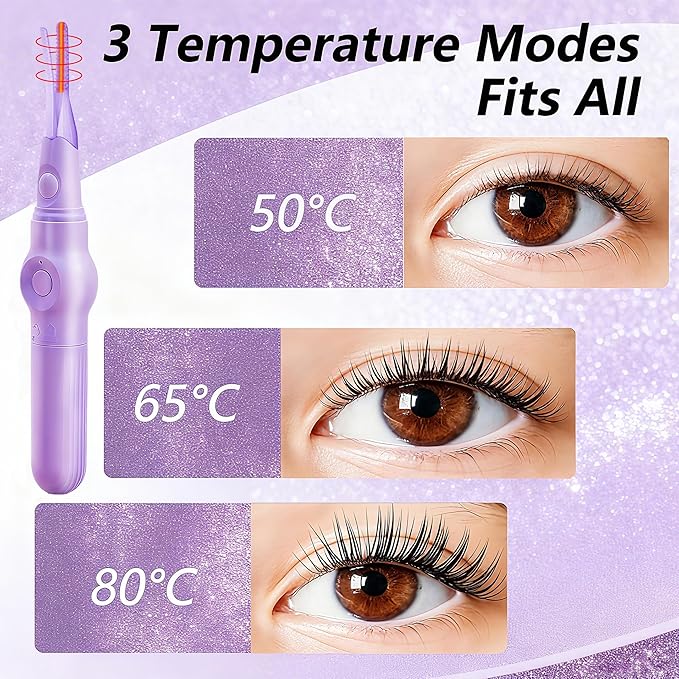 2-in-1 Multifunctional Heated Eyelash Curler & Eyebrow Trimmer for Women, Fast Heated Rechargeable Electric Eyelash Curler with 3 Heat Settings, 24H Long Lasting, Ideal Makeup Tool Gift