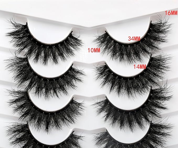 Pooplunch False Eyelashes Cat Eye Lash Volume Crossed Fake Eyelashes Thick Dramatic 8D Faux Mink Lashes Strips 7 Pairs Pack