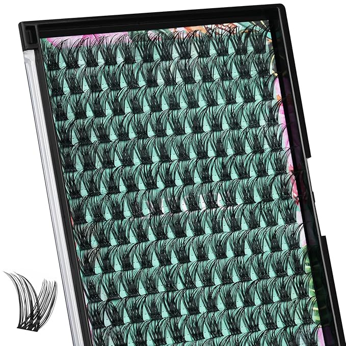 Lash Clusters Wet Look 168Pcs Eyelash Cluster Ultra-Thin Lash Band Eyelashes Extensions Spiky Anime Wide Span Lashes(Hollyhock,C-18mm)