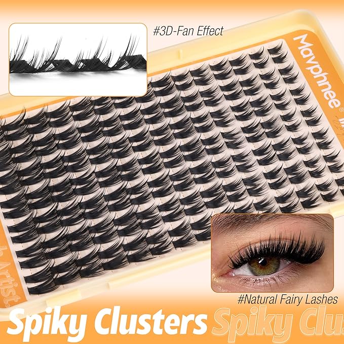 Wispy Lash Clusters Spiky Eyelash Extensions Fairy Cluster Lashes Natural Eyelashes Clusters Hair-Like Softness Lash Extensions Volume Individual Lashes Spikes Value Pack (210Pcs, 10-18MM)