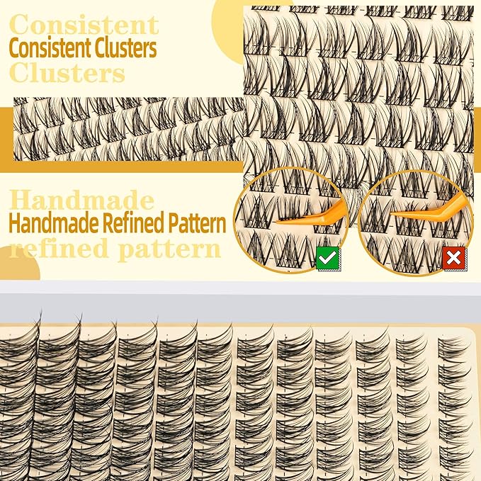 Eyelash Clusters Set 10-18mm Wispy Lash Clusters D Curl DIY Cluster Lash Extension Kit Individual Lashes Kit With Bond & Seal, Glue Remover, Tweezers(LF02 Lashes Set)