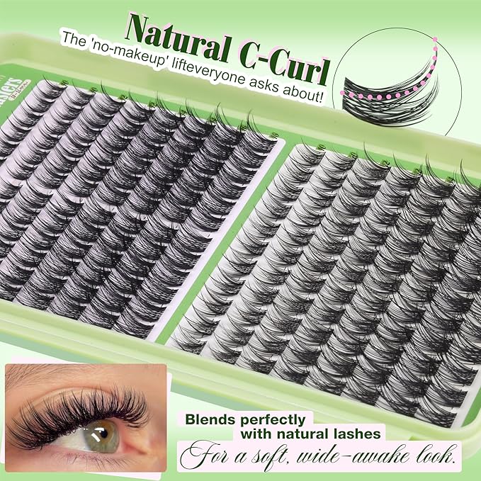 Lash Clusters Wispy Eyelash Extensions 2 Styles Fairy Cluster Lashes Individuals Natural Eyelash Clusters Spiky Cluster Lashes C-Curly DIY Lash Value Pack by Mavphnee (184Pcs, 10-16MM)