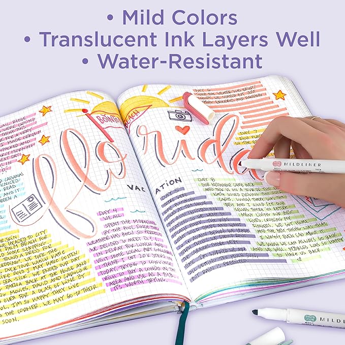 Zebra Pen Mildliner Double-Ended Highlighter Set, Broad and Fine Point Tips, Ideal for Bible Highlighting, No Bleed, Assorted Ink Colors, 15-Pack (78115)