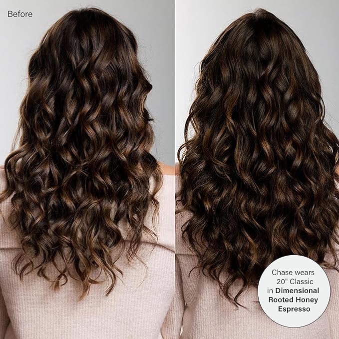 Luxy 100% Remy Human Hair - Seamless Clip-In Hair Extensions - Multi-Dimensional Color for Natural Blending, Adds Volume & Length 160 grams 16" Dimensional Rooted Honey Espresso