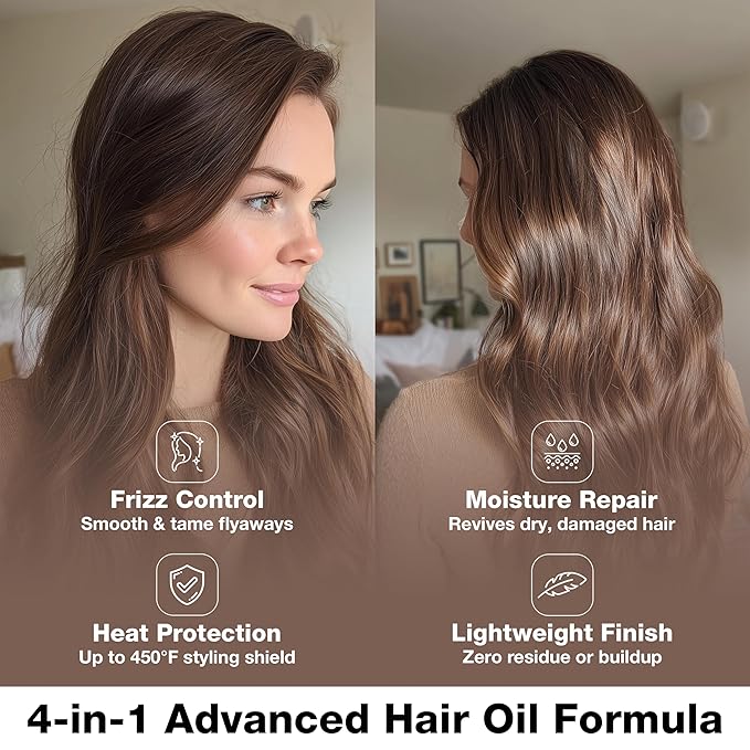 GK HAIR Oil - Argan Oil Heat Protectant Serum -Lightweight Hair Serum -Perfect For Keratin,Frizzy, Curly, Dry & Damaged ends-Adds Shine and Smooths,Paraben, Phthalate and Sulfate Free (1.69 oz)