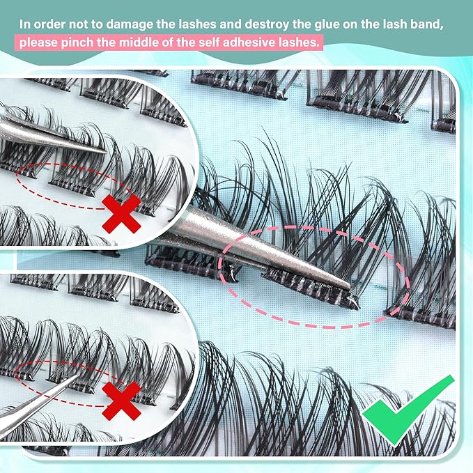 Wispy Self Adhesive Eyelashes Natural Self Adhesive Lash Clusters D-Curly Pre Glued Eyelash Extensions Reusable Wispy Cluster Lashes No Glue Needed Individual Lashes Natural Look 10-16MM by Zegaine