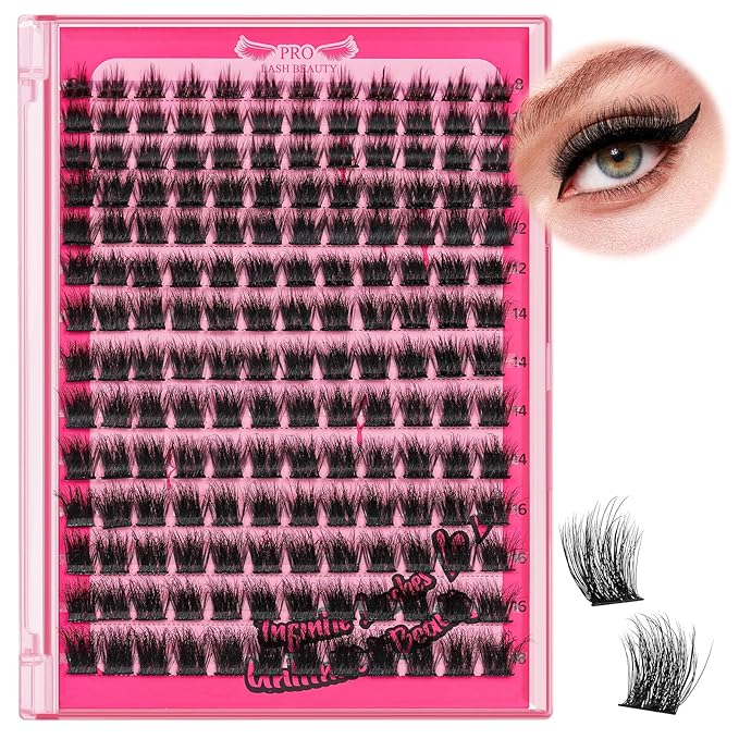 Lash Clusters,168 Pcs Eyelash Clusters 8-18 Mixed Cluster Eyelash Extensions Lash Extension Super Thin Band And Reusable Soft & Comfortable (Chic,D-8-18mix)