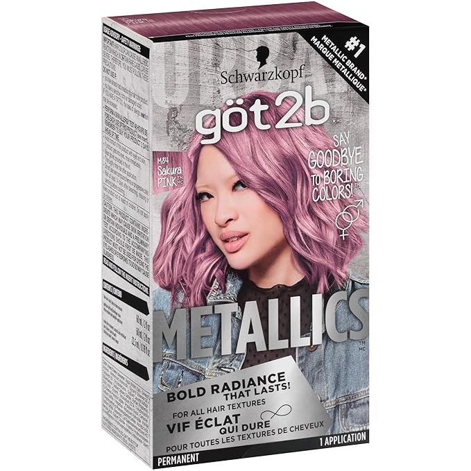 Got2b Metallics Permanent Hair Color, M84 Sakura Pink