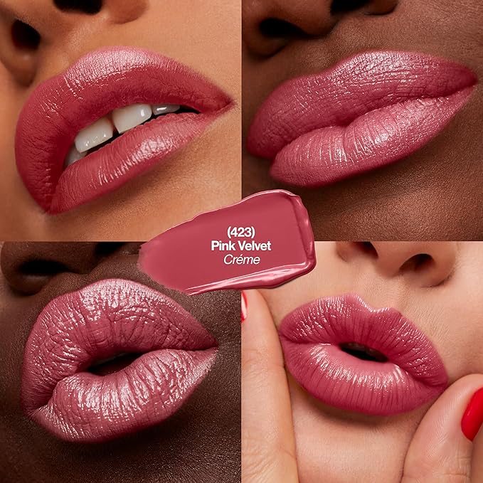 Revlon Super Lustrous Lipstick, Creamy Formula For Soft, Fuller-Looking Lips, Moisturized Feel, 423 Pink Velvet, 0.15 oz