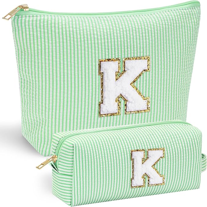 YOOLIFE Cute Makeup Bag | Teen Girl Gifts Trendy Stuff - Cosmetic Bags | Initial Make Up Bag | Personalized Gifts for Girls | Skin Care Bag | Mothers Day Gifts | Teen Girl Gifts Trendy Stuff K