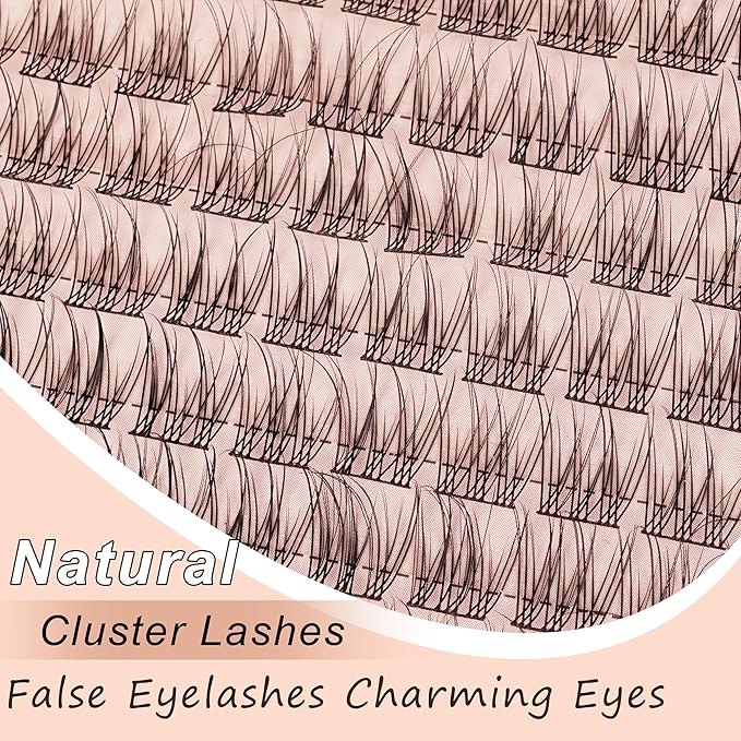 Wispy Cluster Lashes 144 Pcs 12mm Natural Individual Eyelashes Wispy C D Curl DIY Cluster Eyelash Extensions Super Thin Band Eyelashes (QF-12mm)