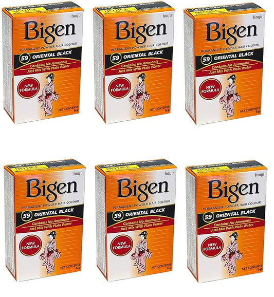Bigen Permanent Powder Hair Color 59 Oriental Black 1 ea (Pack of 6)
