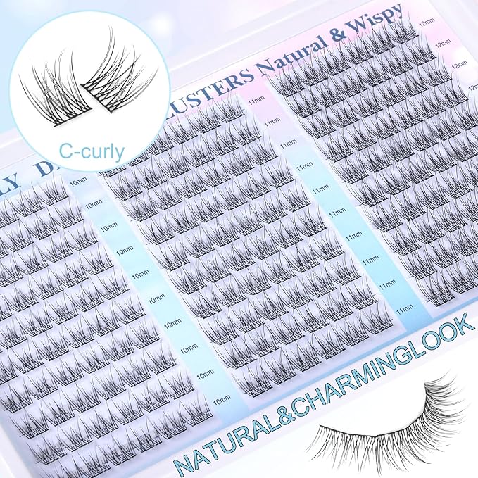 Lash Clusters Wispy Eyelash Clusters CC-Curly Cluster Lashes zanlufly Natural Individual Lashes 180Pcs Eyelash Extension 10-12MM DIY Lash Extension