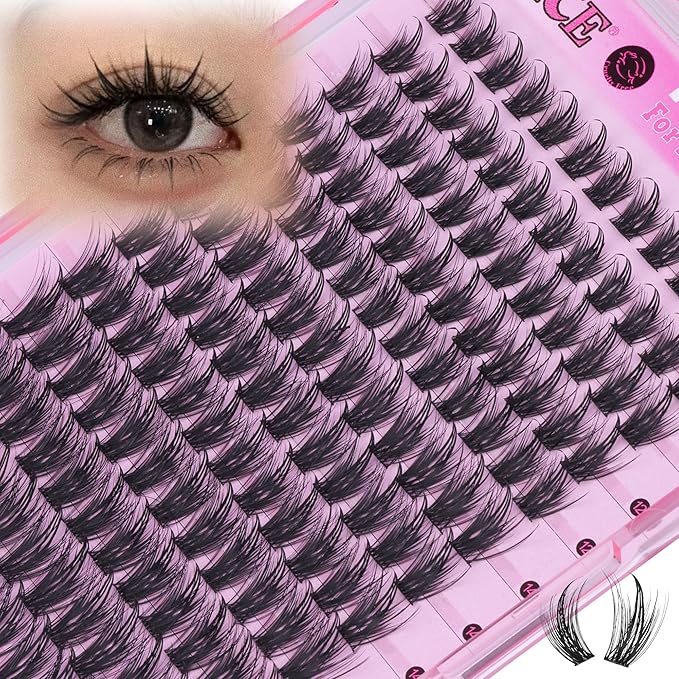 ALICE Lash Clusters Eyelash Clusters - Wispy Manga Eyelash Extensions with Anime Feather Spikes - 144pcs 10-18mm Waterproof Individual Lashes for Natural Volume Look and DIY at Home