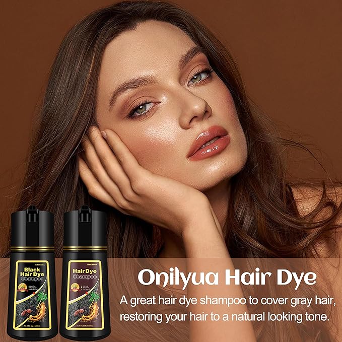 Dark Coffee Hair Dye Shampoo 3 in 1, Natural Brown Hair Color for Men & Women, Long Lasting Shampoo Para Canas for All Hair Types, Easy to Use Herbal Brown Dye, 16.9 Fl Oz (Dark coffee)