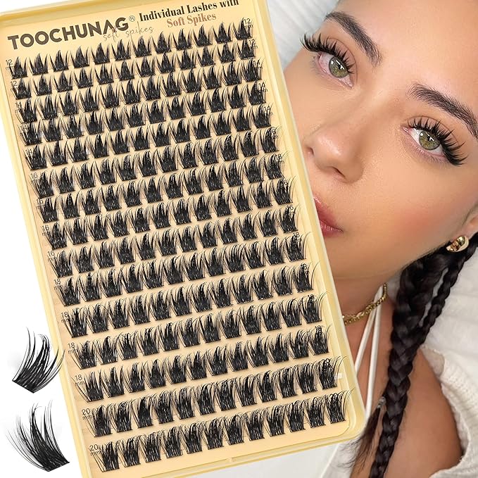 Spiky Manga Lash Clusters 180pcs D Curly Cluster Eyelash Extensions 12-20mm Long Eyelash Clusters Anime Lashes Clusters Thick Volume False Eyelashes Individual DIY Lash Extension by TOOCHUNAG