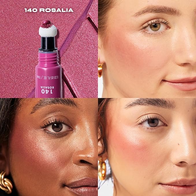 Milani Cheek Kiss Liquid Blush + Glow, Creamy 2-in-1 Blush for Cheeks and Highlighter Makeup for Dewy, Radiant Finish - 140 Rosalia