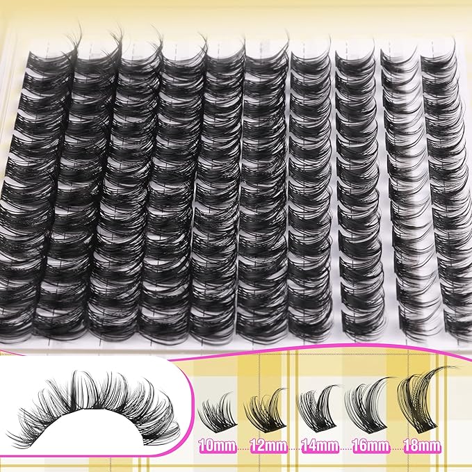 Eyelash Clusters Wispy Lash Extensions Natural Individual Lashes D-Curly Cluster Lashes 10-18MM DIY at Home Cluster Eyelash Extensions 120 Pcs Eye Lash Clusters by Mavphnee