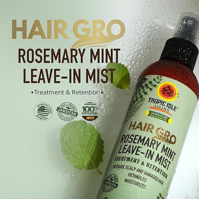 Tropic Isle Living Rosemary Mint Leave-In Conditioner 8oz/ 237ml - Detangles, Moisturizes, Repairs Scalp and Damaged Hair with Natural Formula, Suitable for All Hair Types, Cruelty-Free