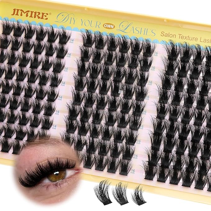 JIMIRE Manga Lash Clusters Wispy Volume Cluster Eyelash Extensions CD Curly 14-18MM Fluffy Eyelash Clusters Easy to Apply DIY Thick Individual Lashes at Home 162Pcs Pack