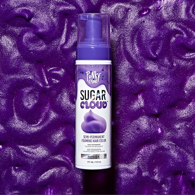 Punky Sugar Cloud Semi-Permanent Foam Hair Color, Poprock - Vibrant Hair Dye for Long-Lasting Color, Easy Application Foam Hair Dye, 6 fl oz.
