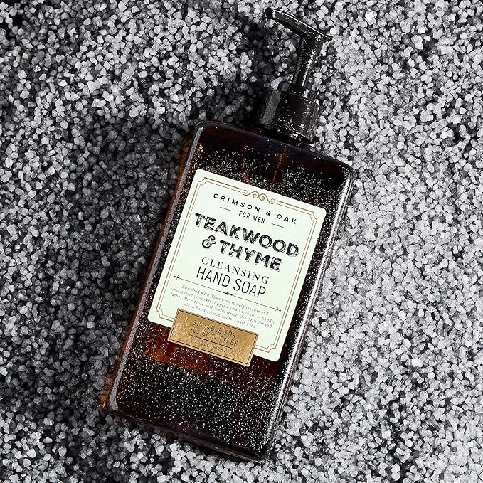 Body Prescriptions Crimson & Oak Men's Deep Cleansing Hand Soap with Pump Dispenser, 17 Fl Oz (Pack of 2), Teakwood & Thyme