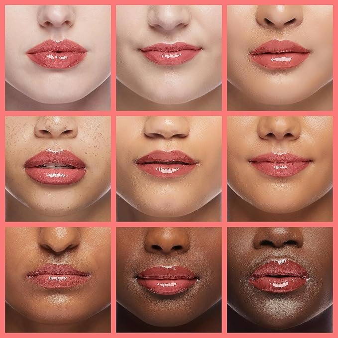 2Pack Big Brush Head Hydrating Lip Glow Oil Plumping Lip Tint, Hydrating Lip Gloss Tinted Lip Balm Transparent Lip Care, Long Lasting Nourishing Non-sticky Fresh Texture (Strawberry + Raspberry)