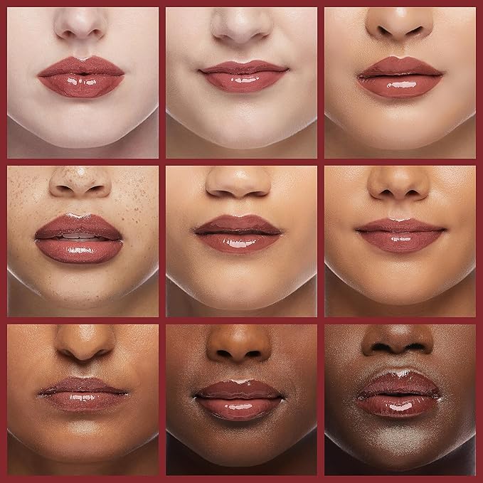 Beauty Glazed Big Brush Head Lip Oil, Ultra-Hydrating & Nourishing, Smooth Glossy Finish Lip Glow Oil, Shiny and Vegan Tinted Lip Gloss, Non-Sticky Formula (107# HUGGING)