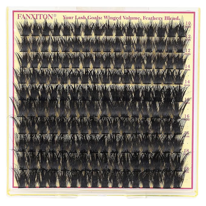 Volume Lash Clusters with Spiky Manga Lash Clusters 200D Eyelash Clusters 10-18MM Thick D Curl Cluster Eyelash Extensions 3D Wispy Cluster Eyelash Extensions by FANXITON