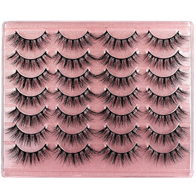 False Eyelashes Wispy Lashes Natural Look Eye Lashes Cat Eye Fake Eyelashes C-Curly False Lashes Volume Handmade Light Volume Eyelashes 14 Pairs Pack by zanlufly